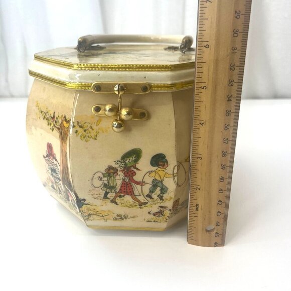 Judith Prothrombin Octagonal Hand Bag Purse Vintage 60s Art Deco Wood Whimsical - Picture 9 of 14